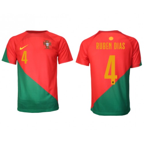 Portugal Ruben Dias #4 Hjemmebanetrøje VM 2022 Kort ærmer